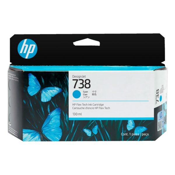 Cartucho de Tinta HP 738 Ciano PLUK 130ml 498N5A